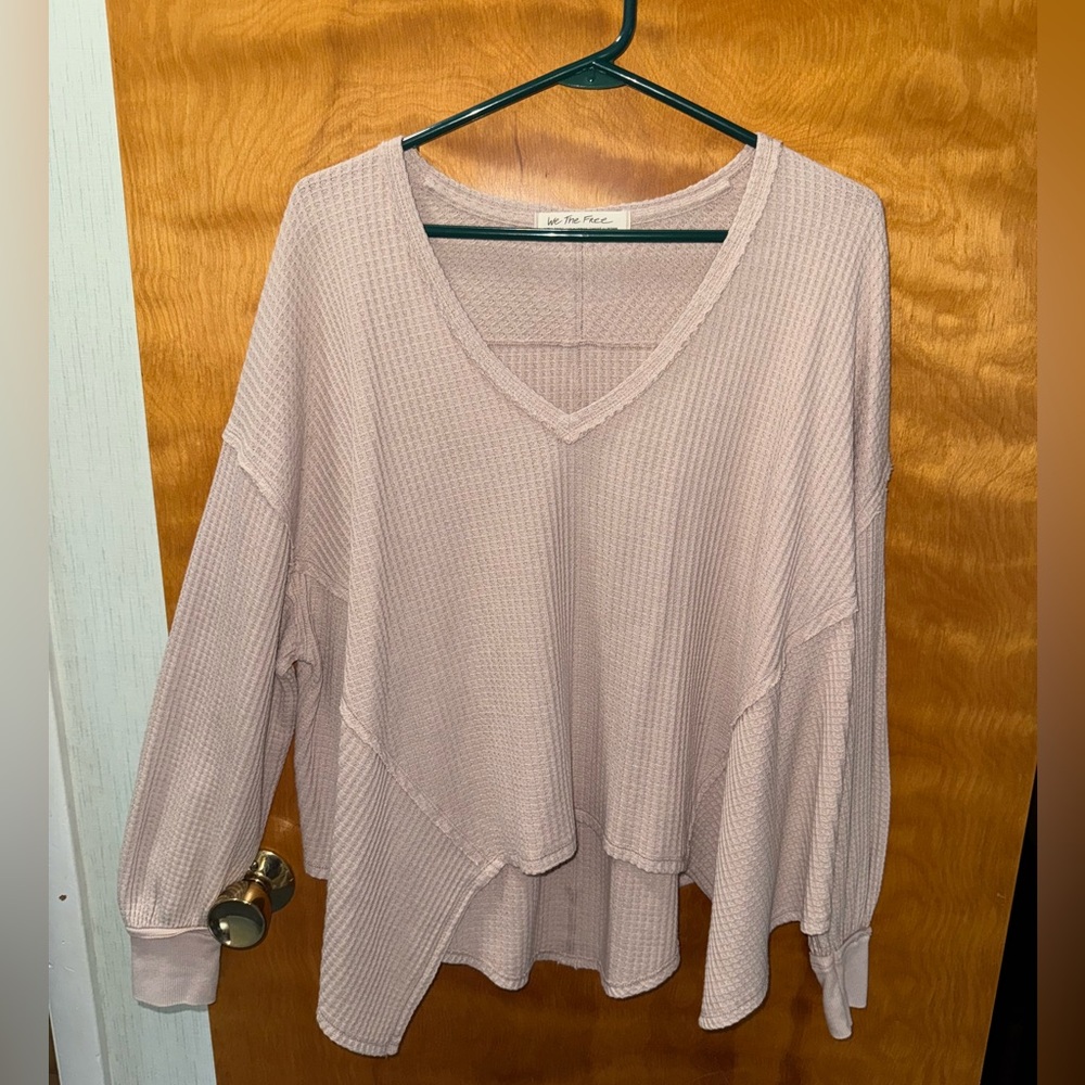 We The Free Blush Waffle Knit Top
